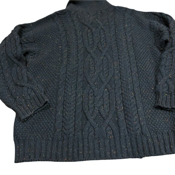 Handknit Irish Fisherman Sweater Green 2XL Wool Cableknit Chunky Grandpa Preppy - Picture 2 of 8